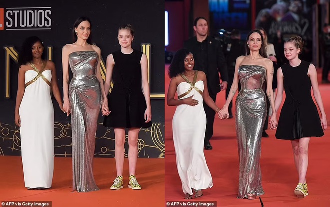 Hai con gái hộ tống Angelina Jolie quảng bá phim ở Italy - 2
