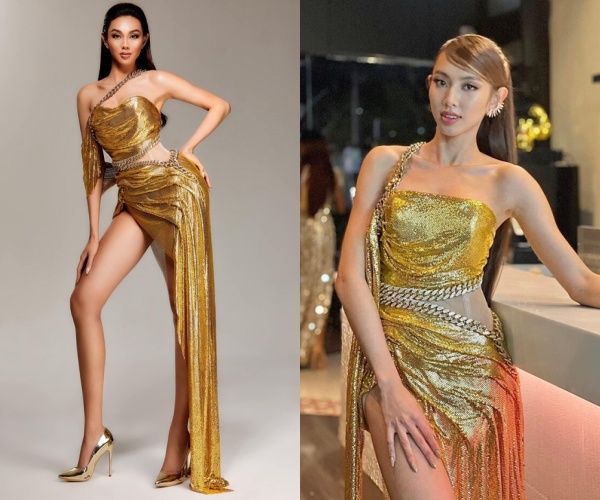 Không có ê-kíp hỗ trợ thời còn chinh chiến Miss Grand International 2021, Thùy Tiên gặp sự cố nhỏ về trang phục. (Ảnh: FB Nguyễn Thúc Thùy Tiên)