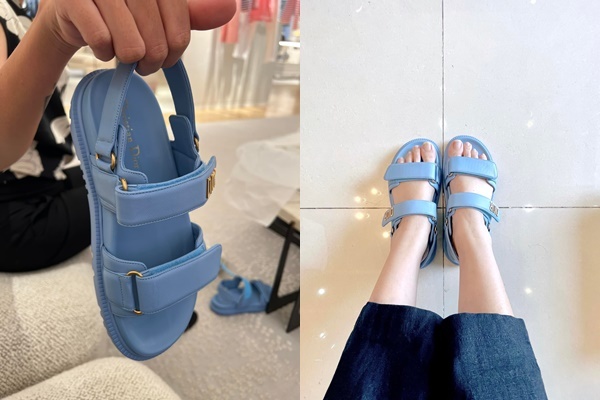 Cận cảnh đôi giày hiệu mà Đàm Thu Trang dành tặng riêng cho cô bạn của mình. (Ảnh: FB Thanh Hoa Đỗ)